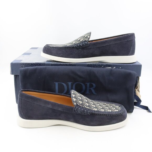 NIDB DIOR Diorissimo Pattern Granville Loafers in Navy/Beige IT Size 41 - Picture 1 of 13